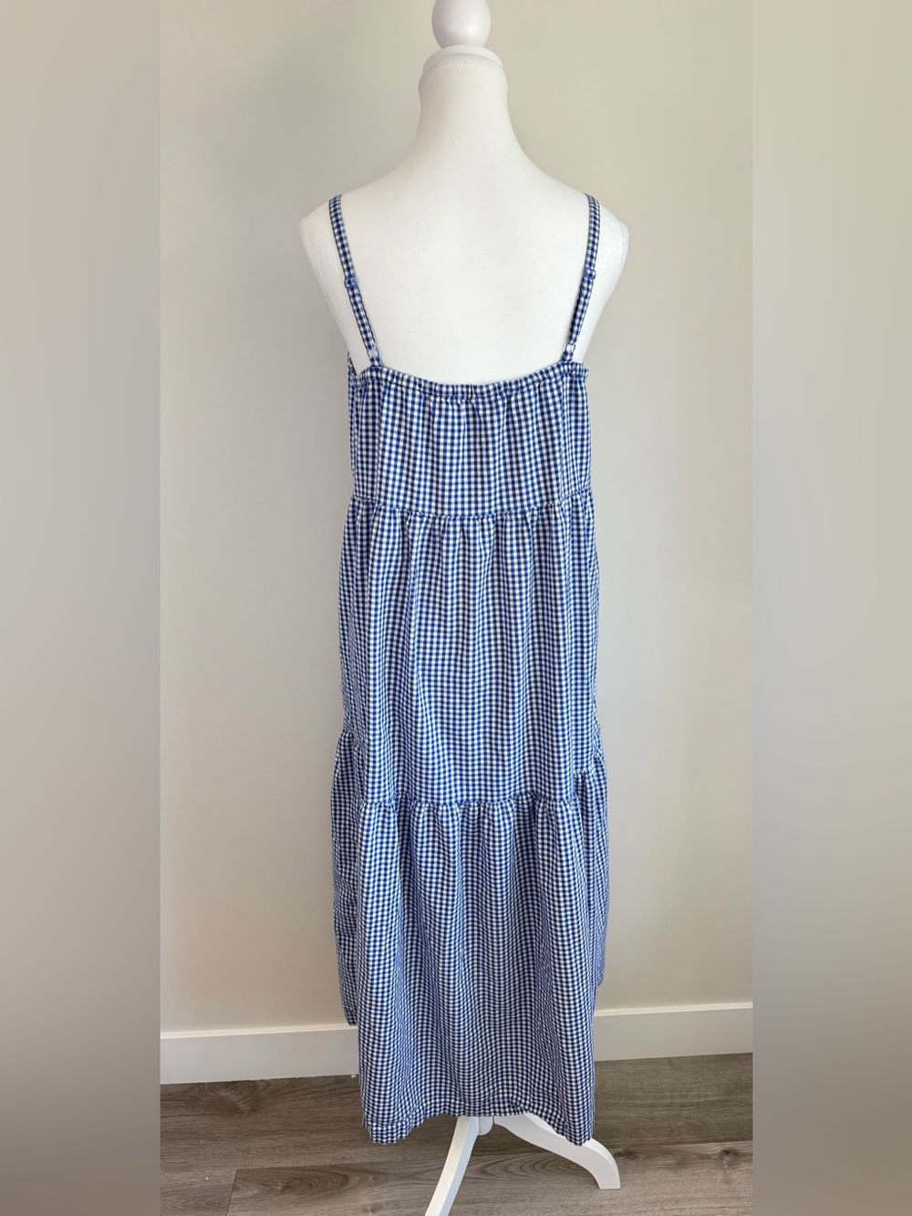 Old Navy Blue Gingham Tiered Cami Dress Size Medium - Picture 3 of 4